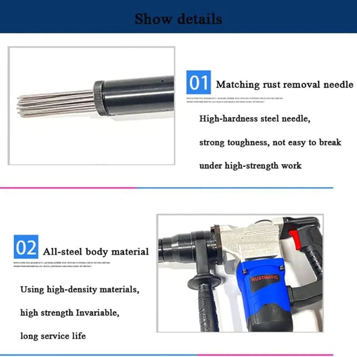 Pistola elettrica Manuale per la rimozione della ruggine ad ago, Macchina per la Pulizia della rimozione della ruggine ad ago, scrostatore Elettrico ad ago per la rimozione di ruggine 110v