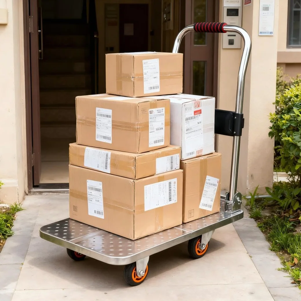 Carrello a Pianale Pieghevole con Ruote Silenziose, Carrello Manuale in Acciaio per Carichi Pesanti, Carrello con Risparmio Spazio, Facile Trasporto Mobili per Casa Garage(Size:73x48cm Max Load 230kg)