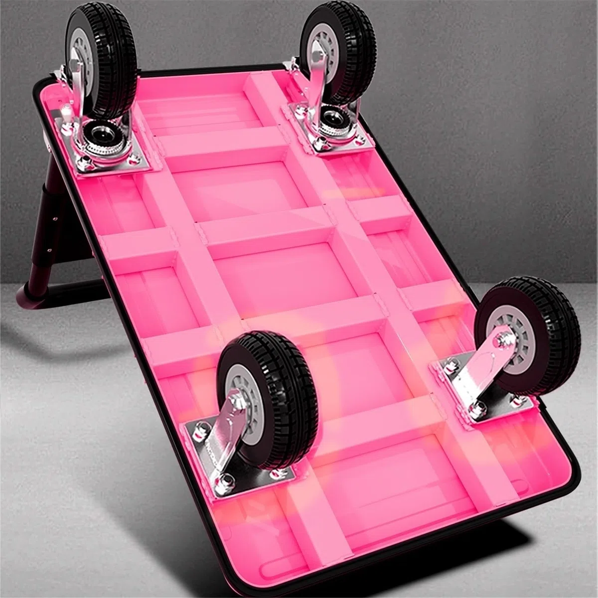 Carrello con piattaforma leggera rosa ruote in gomma da 4" for lo spostamento dei bagagli Carrello pesante