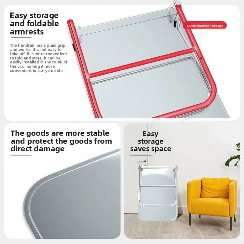 Carrello con Piattaforma in Metallo, Carrello Pieghevole Multifunzionale for Magazzino, Bagagli e trasloco Carrello Pieghevole per Magazzino