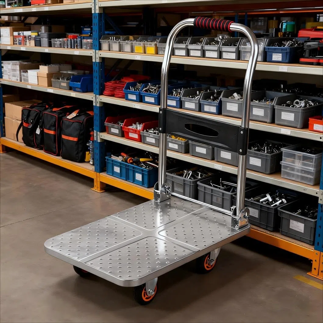 Carrello a Pianale Pieghevole con Ruote Silenziose, Carrello Manuale in Acciaio per Carichi Pesanti, Carrello con Risparmio Spazio, Facile Trasporto Mobili per Casa Garage(Size:73x48cm Max Load 230kg)