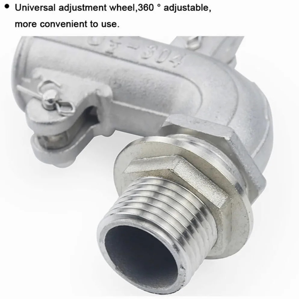 Valvola a galleggiante regolabile in acciaio inossidabile 304, controllo del flusso della valvola a sfera galleggiante a gomito for cisterna/serbatoio 'acqua di espansione, 1 pz(1-1/4inch)