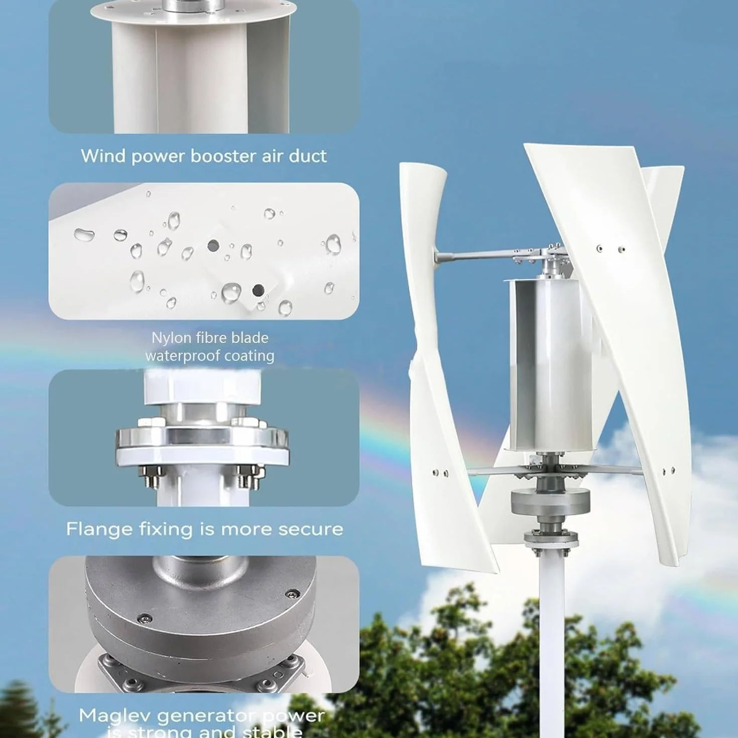 Kit Generatore Eolico Ad Asse Verticale Da 20000 W, Kit Di Energia Eolica Verticale 220 V con Regolatore E Inverter On-Grid per Uso Domestico