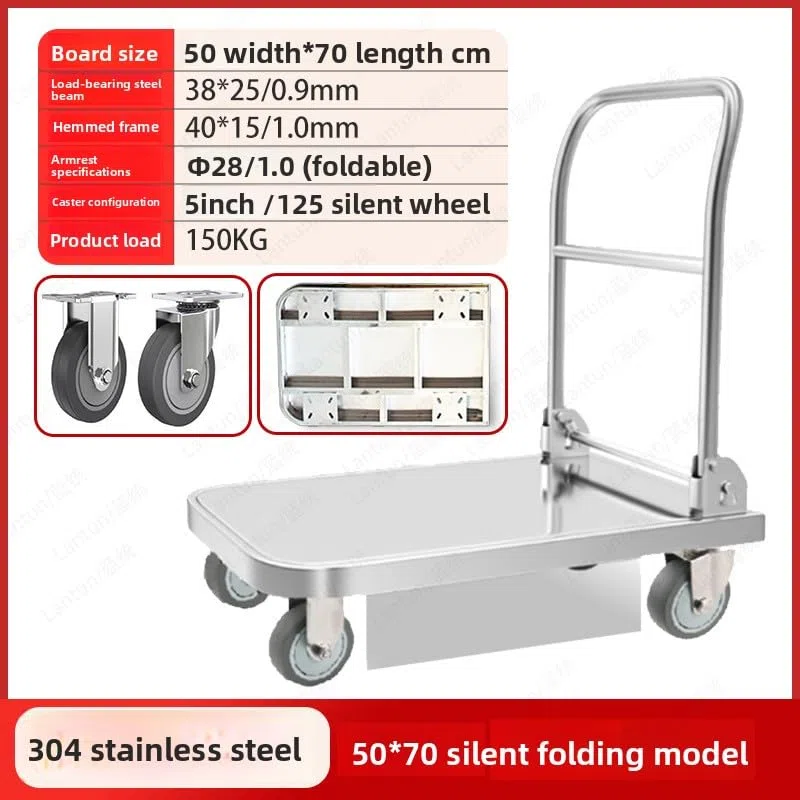 Carrello con Piattaforma in Metallo, Carrello Pieghevole Multifunzionale for Magazzino, Bagagli e trasloco Carrello Pieghevole per Magazzino
