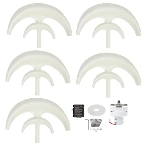 Generatore di turbina eolica, kit di turbina eolica ad asse verticale fai da te, generatore a magnete permanente trifase, generatore a turbina eolica micro (bianco 12 V)