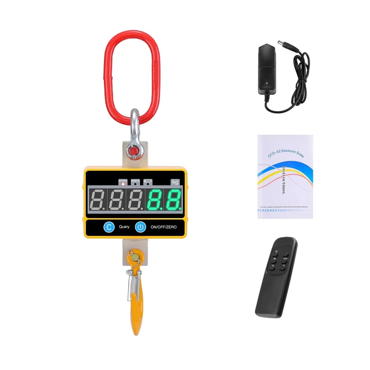 Bilancia for gru digitale in alluminio da 1000 kg/4000 libbre, 1 T, bilancia sospesa compatta e resistente, tipo OCS-SA, display a LED con telecomando