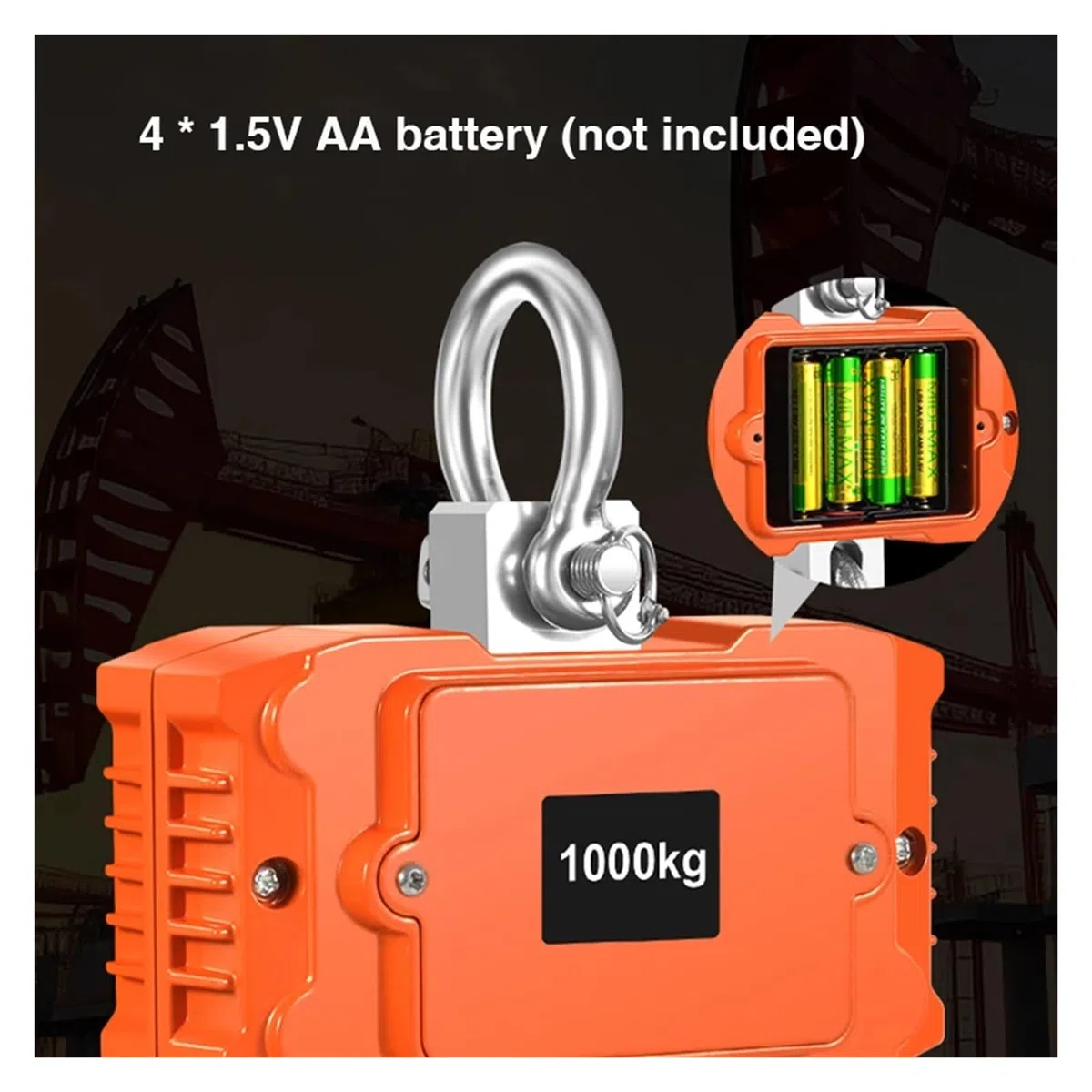 Bilancia digitale sospesa da 500/1000/1500/2000 kg, portatile, for impieghi gravosi, con gancio industriale retroilluminato LCD, sensori precisi per edilizia, fabbrica(2000KG)