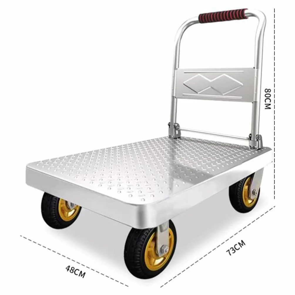 Carrello a Pianale Pieghevole con Ruote Silenziose, Carrello Manuale in Acciaio per Carichi Pesanti, Carrello con Risparmio Spazio, Facile Trasporto Mobili per Casa Garage(Size:73x48cm Max Load 230kg)