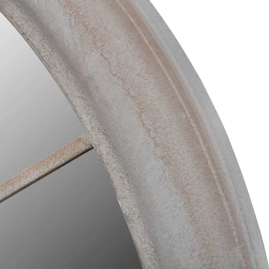 Specchio da giardino arco, 69 x 89 cm, bianco anticato, in ferro con vetro, per interni ed esterni, resistente alle intemperie, per casetta da giardino, terrazza, balcone, cortile, serra