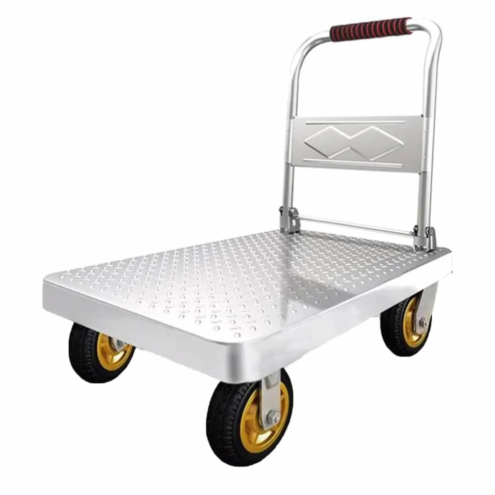 Carrello a Pianale Pieghevole con Ruote Silenziose, Carrello Manuale in Acciaio per Carichi Pesanti, Carrello con Risparmio Spazio, Facile Trasporto Mobili per Casa Garage(Size:73x48cm Max Load 230kg)