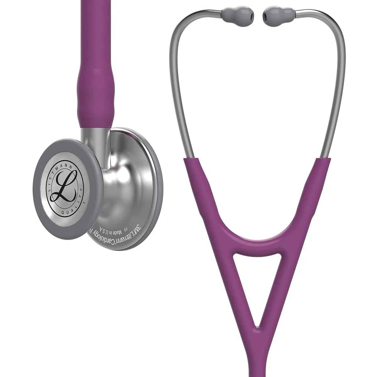 3M Littmann Cardiology IV, Stetoscopio diagnostico, testina con finitura standard, tubo auricolare prugna, 6156 + GIMA ASTUCCIO PORTA FONENDO, Nero, Uso Professionale