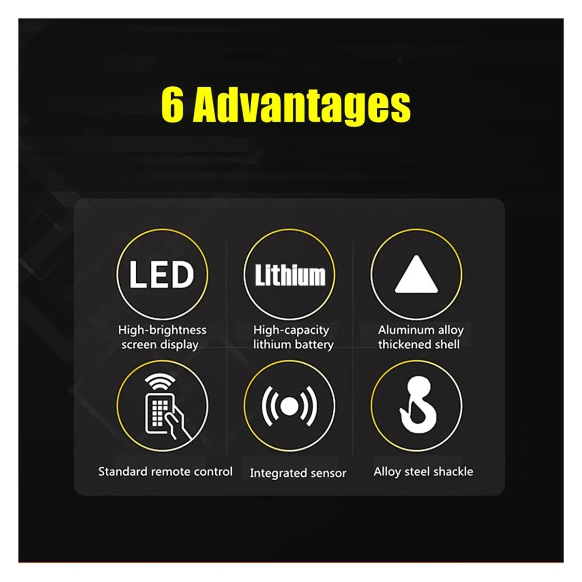 Bilancia digitale wireless sospesa da 1T, 2T, 3T, 5T, bilancia for gru con telecomando a LED ricaricabile e visione diretta, guscio in lega di alluminio Funzione potente(2000KG)