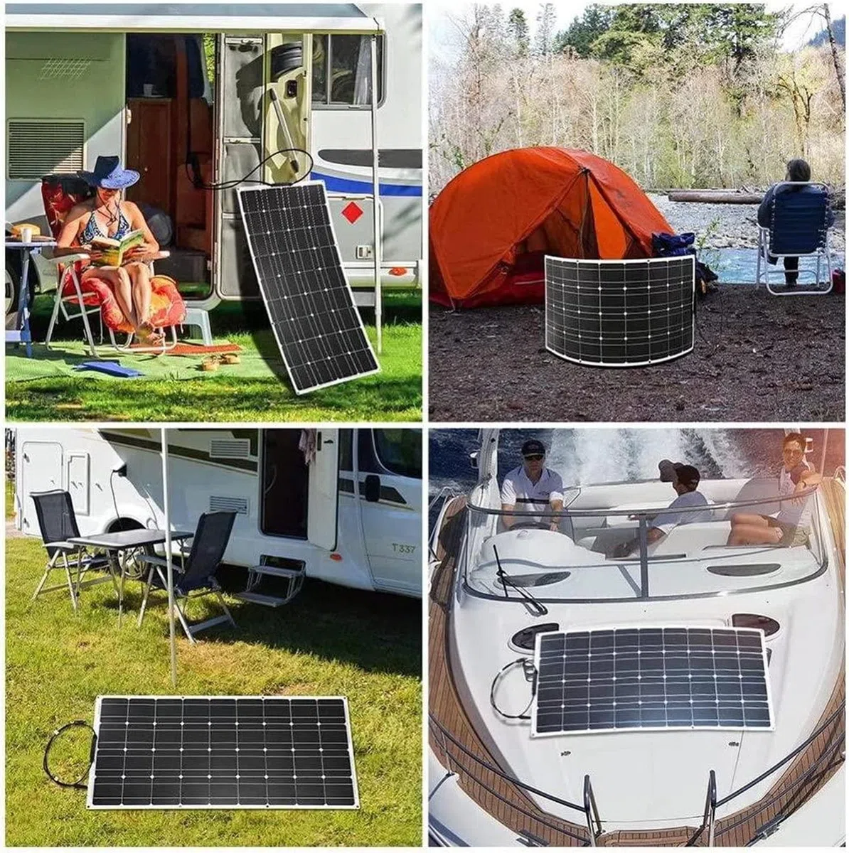 Pannello solare flessibile, caricatore ad alta efficienza per camper, barca, campeggio, furgoni, vita off-grid
