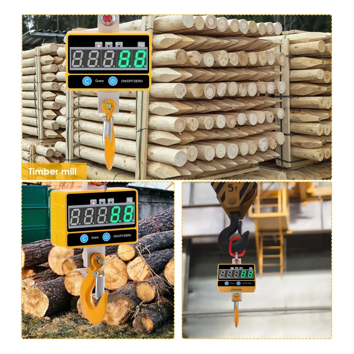 Bilancia for gru digitale in alluminio da 1000 kg/4000 libbre, 1 T, bilancia sospesa compatta e resistente, tipo OCS-SA, display a LED con telecomando