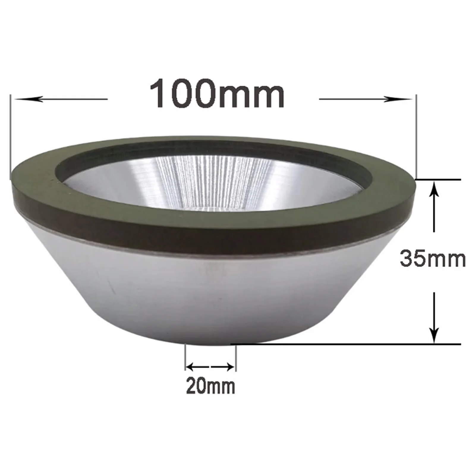 Mola diamantata a tazza svasata da 4/5 pollici for la lavorazione del legno al tungsteno metallico - 1 pcs(4inx20mmx100grit)
