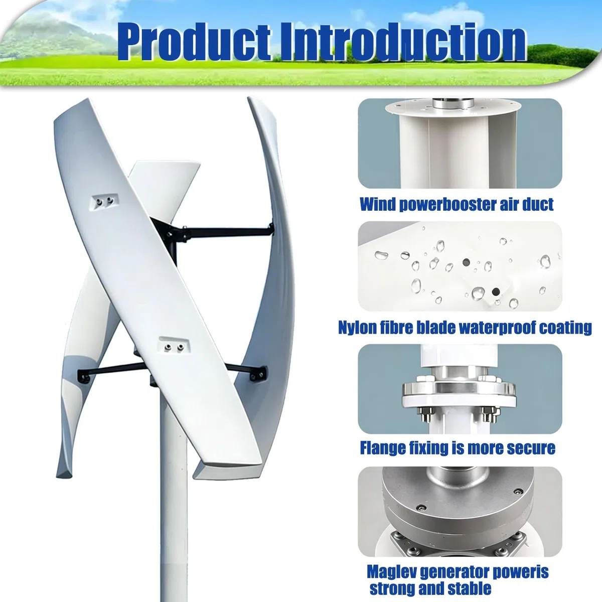Generatore Eolico 16000W 20000W Kit Turbina Eolica 12V 24V 48V 220V 3 Pale con Anemometro, Controllo MPPT e Direzione Sopravvento Regolabile, Adatto per Casa, Fattoria, Camper, Barche(16000W,24V)