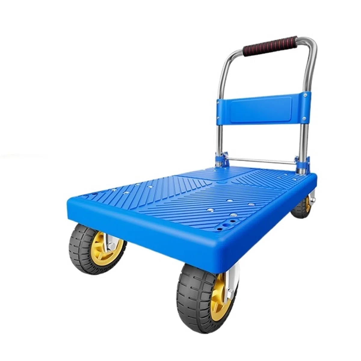 Carrello a Mano con Piattaforma e Ruote da 5" for Uso Industriale Commerciale Carrello Pieghevole per Magazzino(Blue)