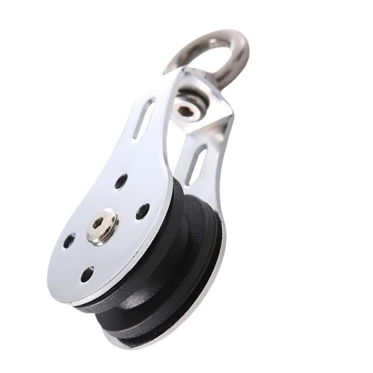 Sistema di pulegge in acciaio inossidabile con cuscinetto fisso M8, capacità di carico 300 kg, fune metallica da 3-8 mm, 125 x 55 mm, argento, resistente per sollevamento pesi per uso esterno e