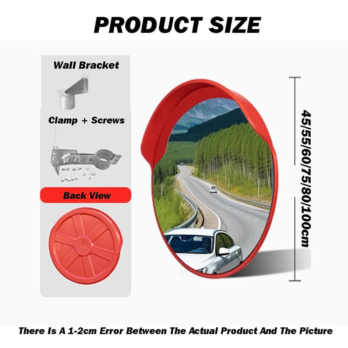 Specchio For Punto Cieco Dell'auto Con Copertura Antiriflesso, Sicurezza Grandangolare Rotonda For Garage, Traffico, Vialetti, Cortili E Altro(60cm)
