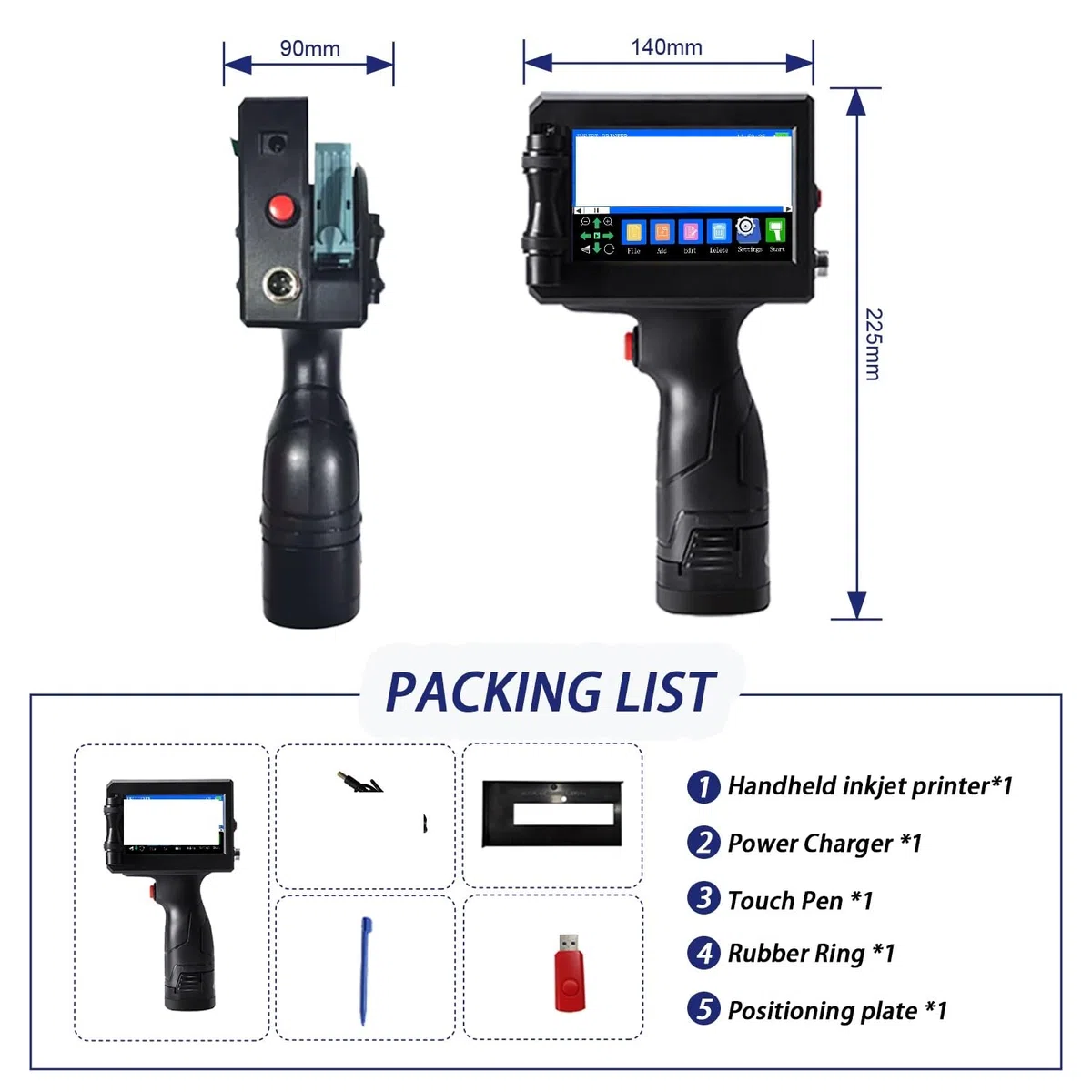 Stampante portatile 12.7mm/25.4mm Stampante a getto d'inchiostro portatile Numero di lotto Logo Data QR Codice a barre Immagine Etichetta Codifica macchina